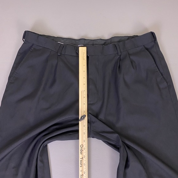 George Dress Pants Men's 42x30 Black Cuffed Hem Business Trousers Pleated - Picture 5 of 10